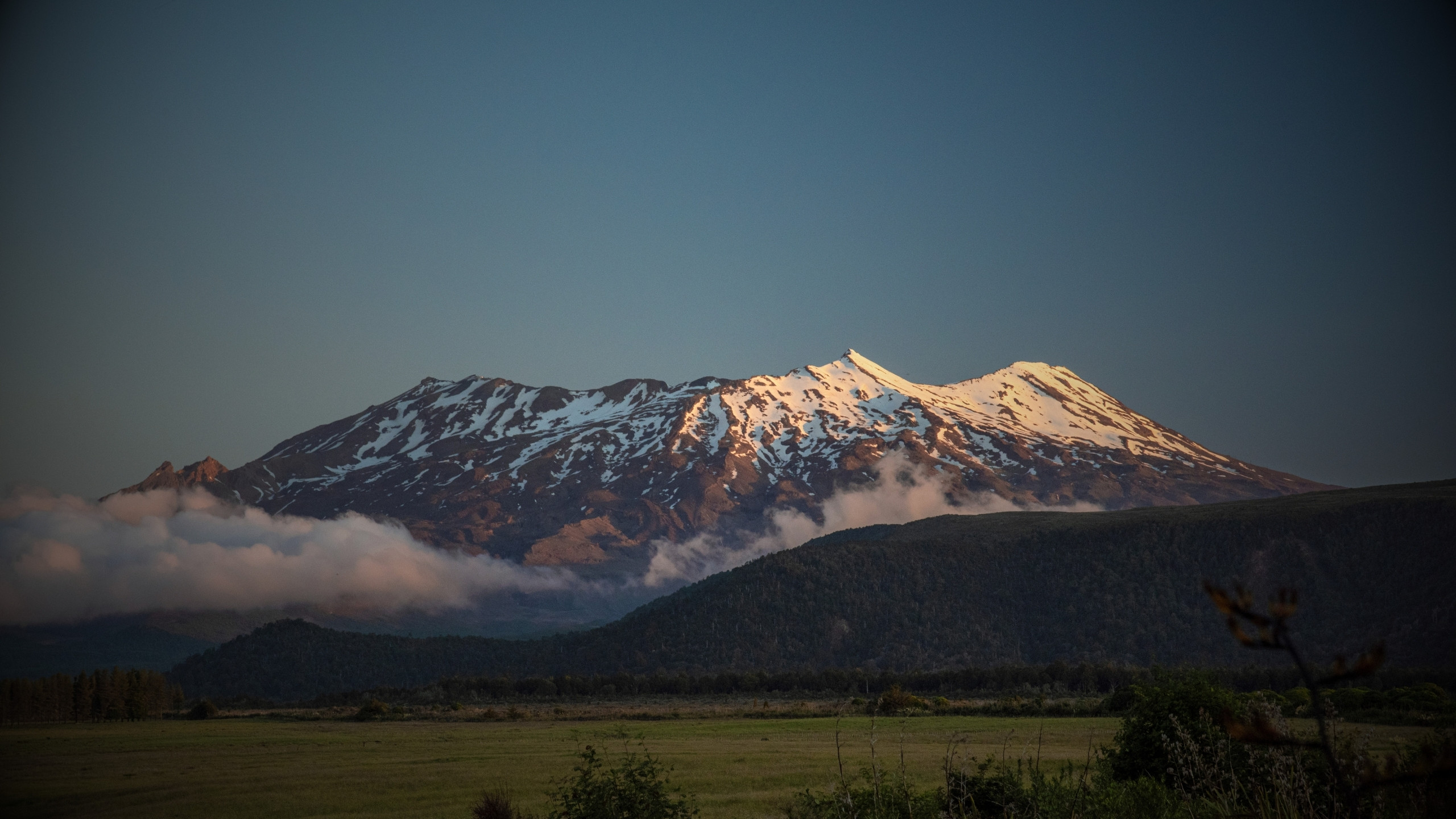 Snow-covered Ruapehu and its active crater lake