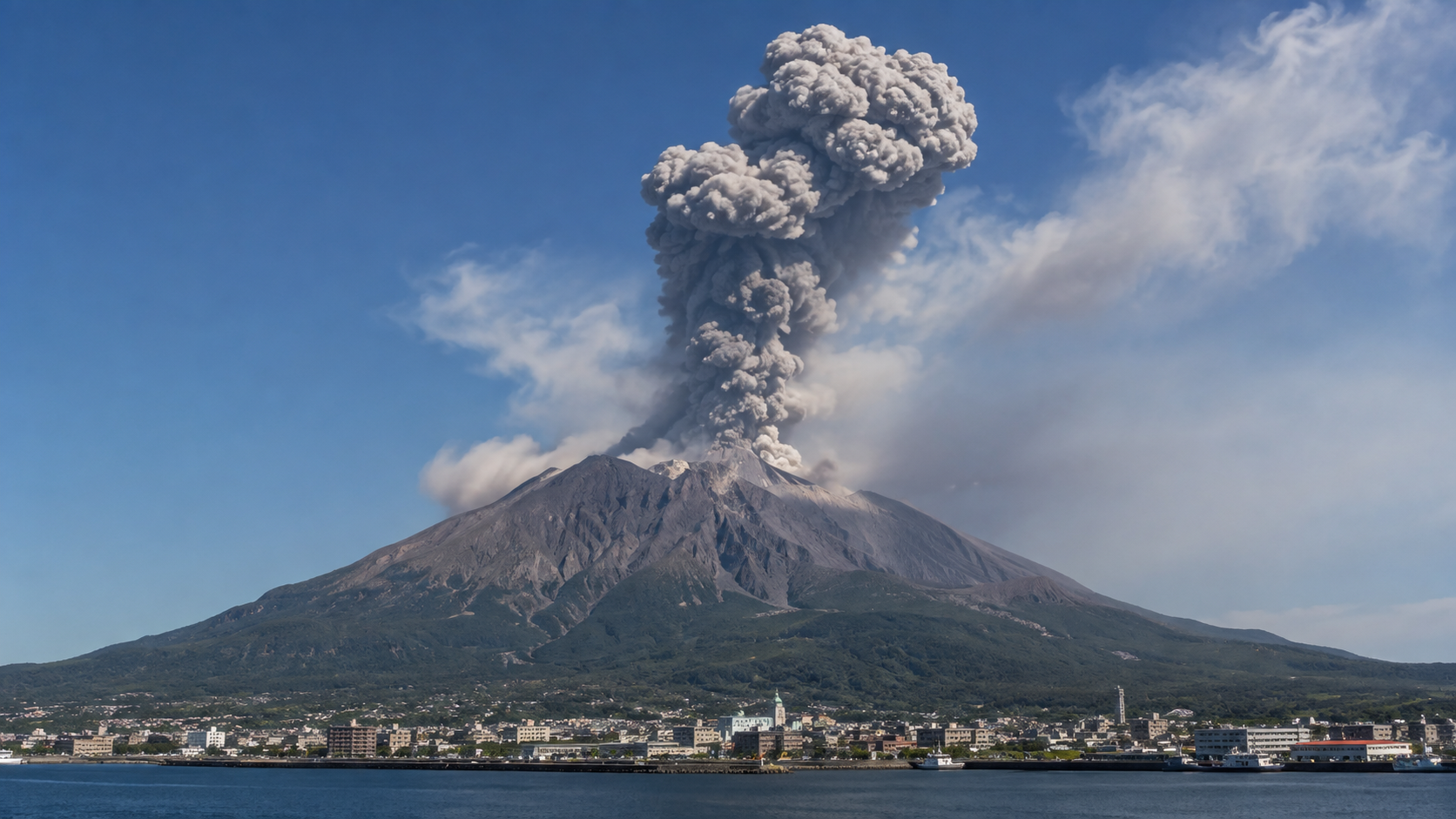 Explosive eruption and ash plume at Sakurajima